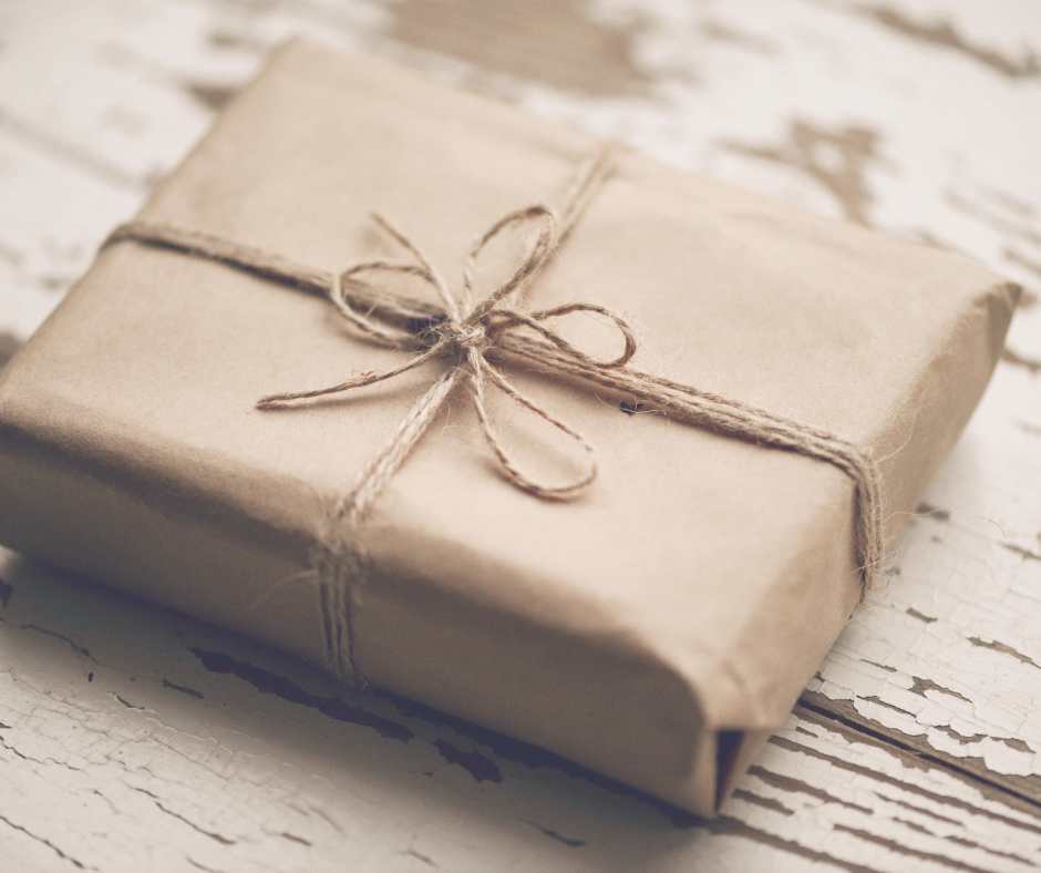 gift with brown paper wrap